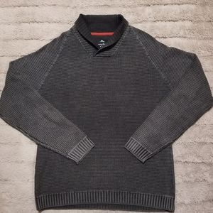 Tommy Bahama Shawl Neck Waffle Knit Sweater  Size L Charcoal Gray
